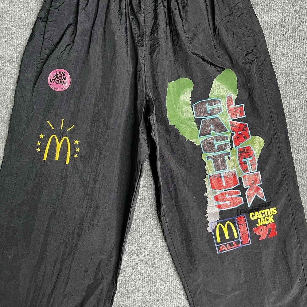 Cactus Jack Travis Scott X McDonalds Windbreakers Pants Unisex Small Black - Picture 2 of 7